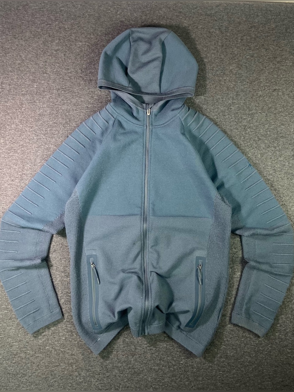 Smartwool Heathered Navy Hooded Zip Knit Jacket